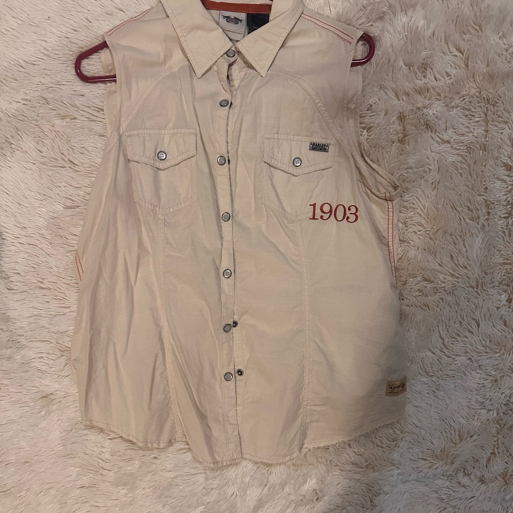 Harley-Davidson Tan Vest with Embroidered Logo